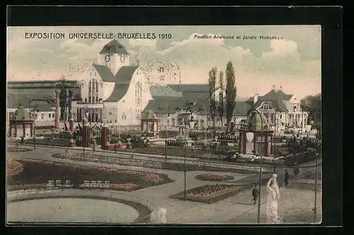 AK Bruxelles, Exposition Universelle 1910, Pavillon Allemand et Jardin Hollandais