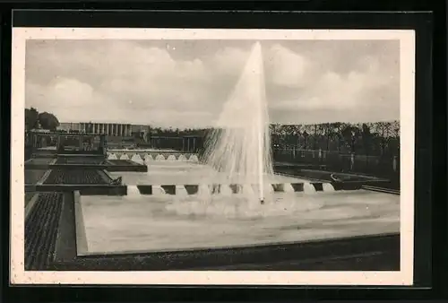 AK Essen, GRUGA 1929, Blick Wasserterrassen gegen Rosencafé
