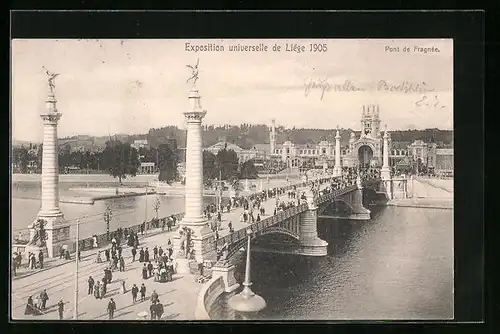 AK Liége, Exposition Universelle 1905, Besucher auf grosser Brücke