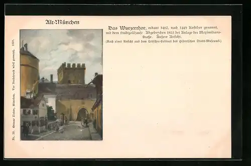 AK München, Wurzerthor, genannt Kostthor