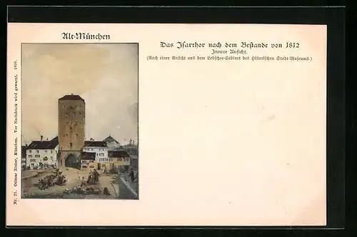 AK München, Isarthor nach dem Bestande von 1812
