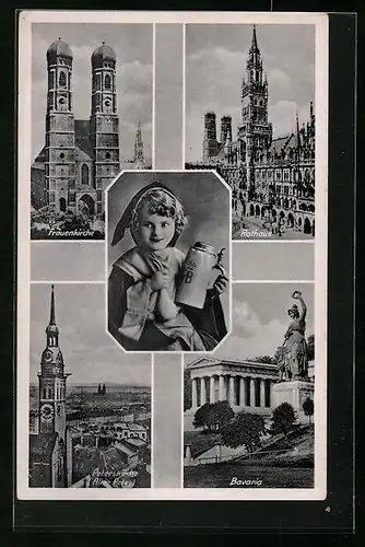 AK München, Frauenkirche, Peterskirche, Bavaria, Münchner Kindl