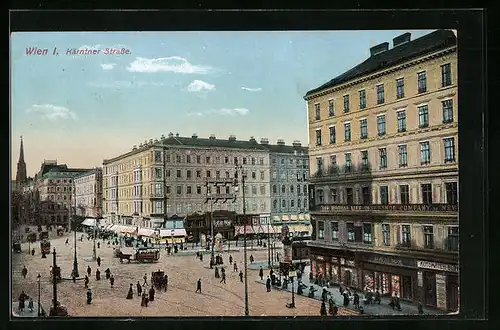 AK Wien, Kärntnerstrasse mit Pferdebahn