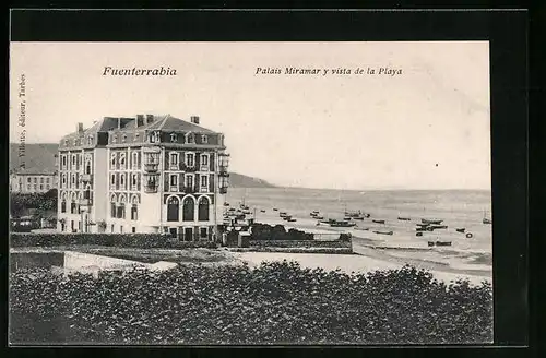 AK Fuenterrabia, Palais Miramar y vista de la Playa