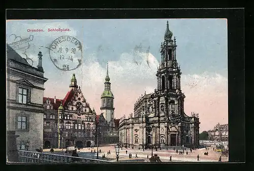 AK Dresden, Schlossplatzpanorama