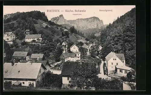 AK Rathen /Sächs. Schweiz, Amselgrund und Wohnhäuser