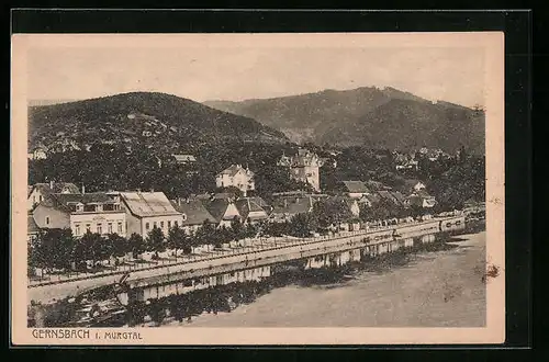 AK Gernsbach /M., Flusspartie mit Blick gegen Ort