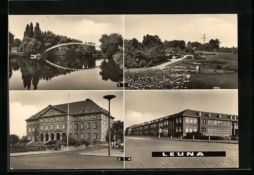 AK Leuna, Waldbadbrücke, Klubhaus der Werktätigen, Betriebsberufschule
