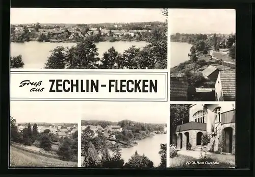 AK Zechlin-Flecken, FDGB-Heim Elsenhöhe, Ort aus der Vogelschau