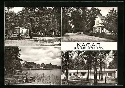 AK Kagar /Neuruppin, See mit Booten und Bungalow