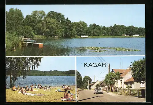 AK Kagar, Badestelle am Grossen Zechliner See und Ferienheim der HO Berlin