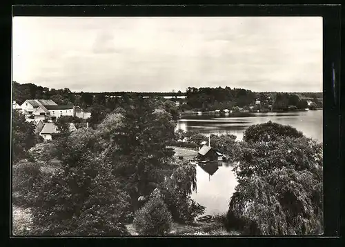 AK Flecken-Zechlin, Ort und See aus der Vogelschau