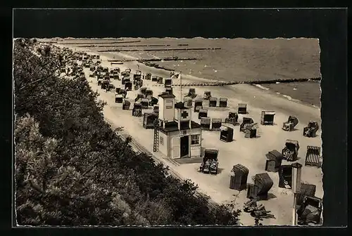 AK Koserow /Usedom, Blick auf den Strand und die Rettungsstation