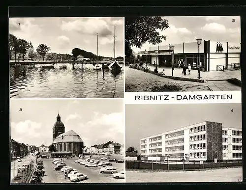 AK Ribnitz-Damgarten, Seglerhafen, HO-Kaufhalle Hans-Burmeister-Strasse, Karl-Marx-Platz