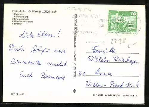 AK Zinnowitz /Kr. Wolgast, Ferienheim IG Wismut Glück auf, Innenansichten Klubraum und Emfangshalle