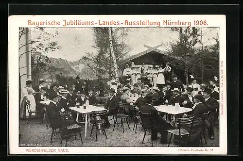 AK Nürnberg, Bayerische Jubiläums-Landes-Ausstellung 1906 - Werdenfelser Haus (Terrasse)