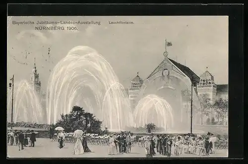 AK Nürnberg, Bayerische Jubiläums-Landes-Ausstellung 1906 - Leuchtfontaine