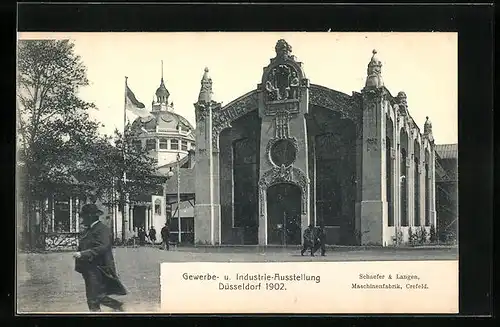 AK Düsseldorf, Gewerbe- und Industrieausstellung 1902 - Gebäude Schäfer & Langen, Maschinenfabrik Crefeld