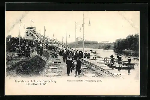 AK Düsseldorf, Gewerbe- und Industrie-Ausstellung 1902 - Wasserrutschbahn im Vergnügungspark
