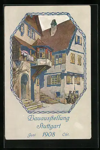 Künstler-AK Stuttgart, Bauausstellung 1908