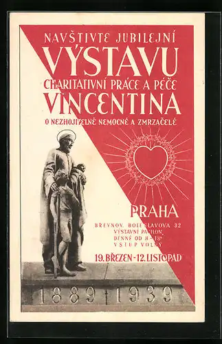 AK Praha, Navstivte Jubilejni Vystavu Charitativni Prace a Pece Vincentina 1939