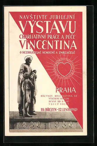 AK Praha, Navstivte Jubilejni Vystavu Charitativni Prace a Pece Vincentina 1939