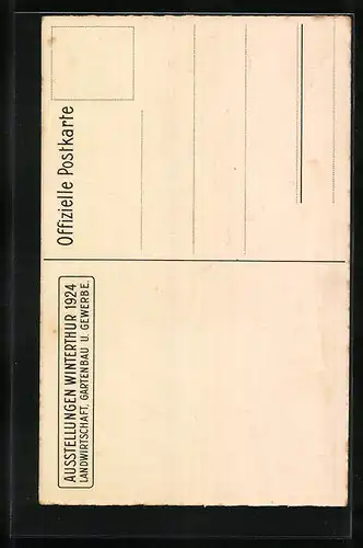 Künstler-AK Winterthur, Ausstellungen Landwirtschaft, Gartenbau und Gewerbe 1924, Schweizerin in Tracht