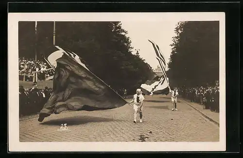 AK Wien, Gewerbefestzug 1929, Fahnenschwinger