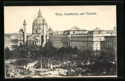 AK Wien, Karlskirche mit Technik