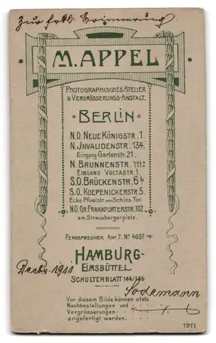 Fotografie M. Appel, Berlin-NO, Neue Königstr. 1, Stattlicher Herr im Anzug mit Moustache