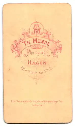 Fotografie Th. Mende, Hagen, Elberfelder Str. 82, Bürgerlicher Herr im Anzug mit Vollbart