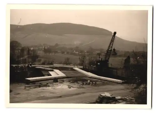 37 Fotografien Lange, Braunschweig, Ansicht Olxheim, Baustelle Eisenbahnbrücke zwischen Kreiensen & Salzderhelden