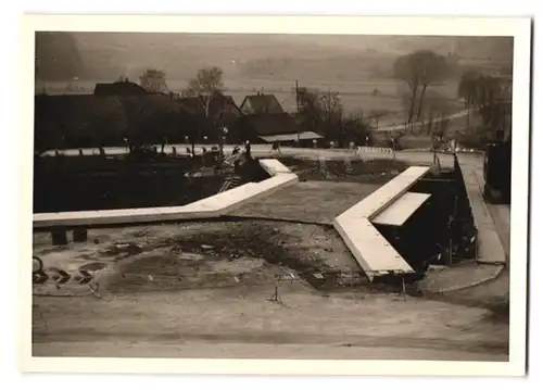 37 Fotografien Lange, Braunschweig, Ansicht Olxheim, Baustelle Eisenbahnbrücke zwischen Kreiensen & Salzderhelden