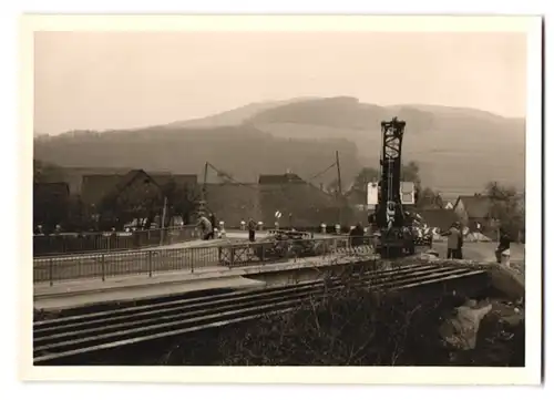37 Fotografien Lange, Braunschweig, Ansicht Olxheim, Baustelle Eisenbahnbrücke zwischen Kreiensen & Salzderhelden