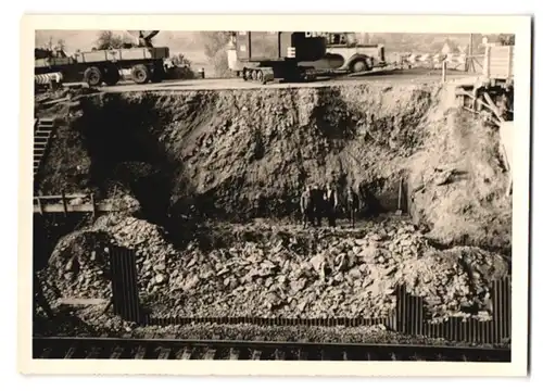 37 Fotografien Lange, Braunschweig, Ansicht Olxheim, Baustelle Eisenbahnbrücke zwischen Kreiensen & Salzderhelden