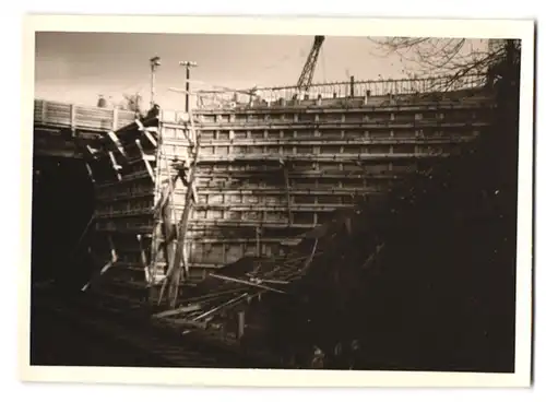 37 Fotografien Lange, Braunschweig, Ansicht Olxheim, Baustelle Eisenbahnbrücke zwischen Kreiensen & Salzderhelden