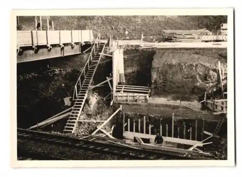 37 Fotografien Lange, Braunschweig, Ansicht Olxheim, Baustelle Eisenbahnbrücke zwischen Kreiensen & Salzderhelden