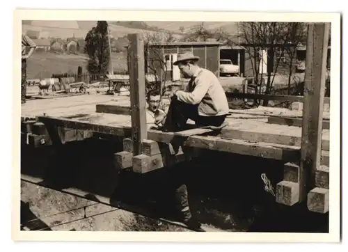 37 Fotografien Lange, Braunschweig, Ansicht Olxheim, Baustelle Eisenbahnbrücke zwischen Kreiensen & Salzderhelden