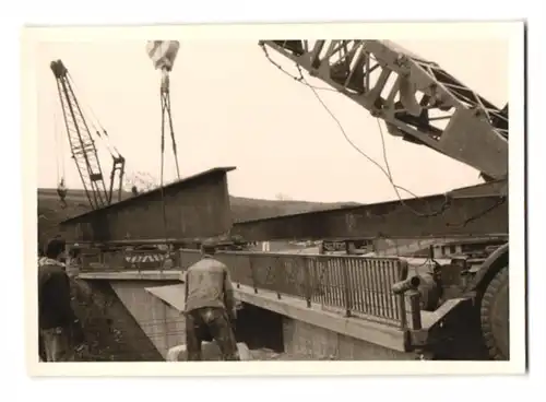 37 Fotografien Lange, Braunschweig, Ansicht Olxheim, Baustelle Eisenbahnbrücke zwischen Kreiensen & Salzderhelden