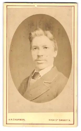 Fotografie H. A. Chapman, Swansea, 135 High Street, Junger Mann mit blonder Haartolle und Krawatte