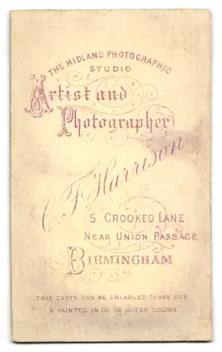 Fotografie C. F. Harrison, Birmingham, 5. Crooked Lane, gutbürgerliche Familie