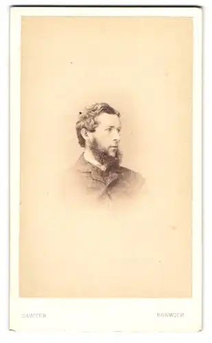 Fotografie Sawyer, Norwich, 46. London St., Portrait Herr mit Vollbart im Seitenprofil