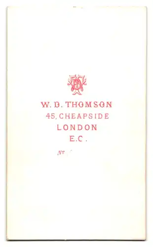 Fotografie W. D. Thomson, London, 45 Cheapside, junger Herr im Anzug mit Kinnbart