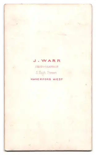 Fotografie J. Warr, Haverford West, 3. High Street, Herr mit Kotelettenbart