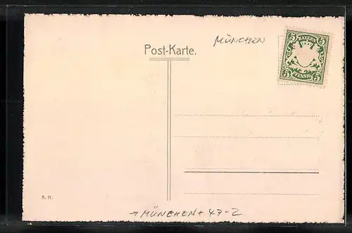 AK München, Absolvia Merkaturia 1910, Studentenwappen