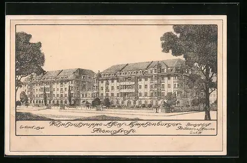 Künstler-AK München, Wohnhausgruppe Alfons Nymphenburger in der Hedwigstrasse