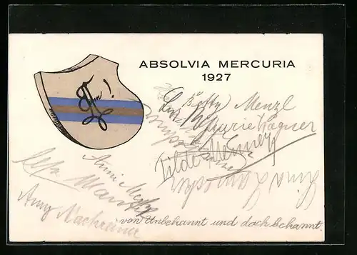 AK München, Absolvia Mercuria 1927, Studentenwappen