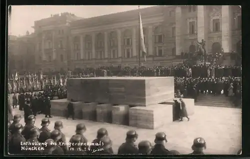 Foto-AK München, Enthüllung des Kriegerdenkmals 14.12.1924