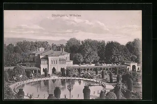 AK Stuttgart, Wilhelma mit Teich