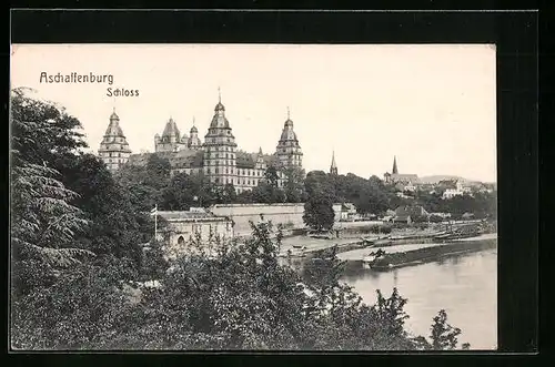 AK Aschaffenburg, Schloss neben dem Main